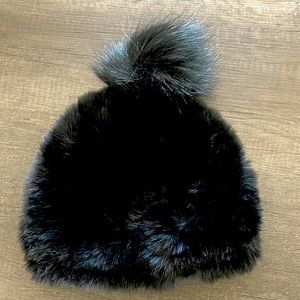 Faux fur womens black hat